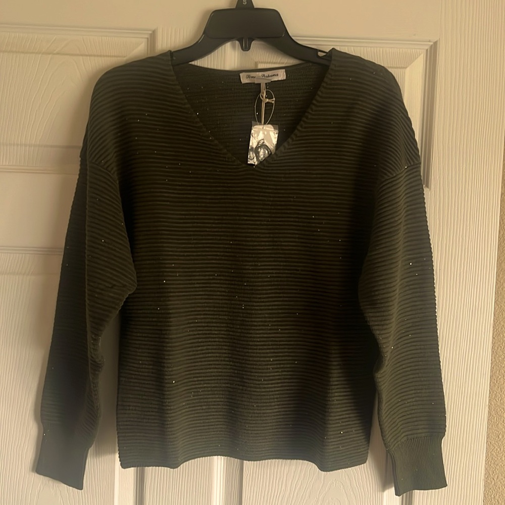 Tommy Bahama Bonita sequin ottoman sweater - banana leaves NWT